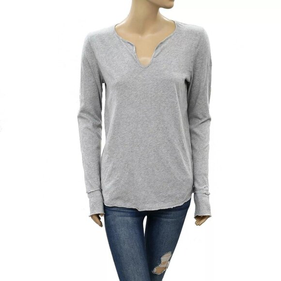 Zadig & Voltaire Tunisien ML Solid Gray T-shirt Top Cotton Henley M New 274711 - Picture 1 of 4